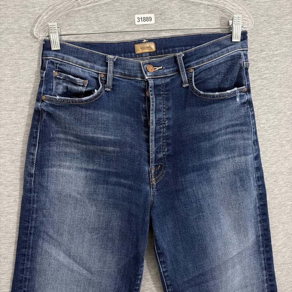 Mother Womens 30 Blue The Rambler Ankle Straight High Rise Jeans Stretch Organic - Picture 3 of 16